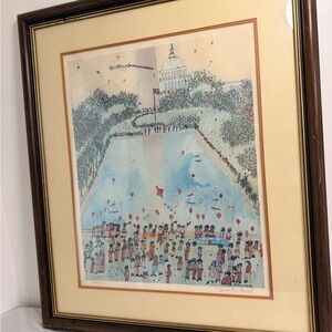 Susan Pear Meisel Signed Washington Monument Art Print Framed COA